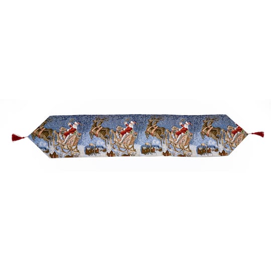 67" Christmas Santa Sleigh Tapestry Table Runner